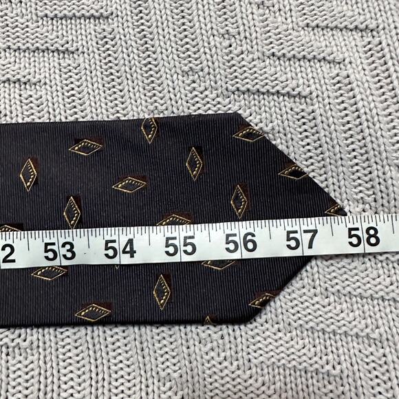 Hugo Boss brown geometric diamond Italian silk tie - Picture 4 of 5